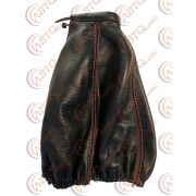 Чехол на ручку  КПП универсальный с хомутом, Н/КОЖА черный с красн строчкой