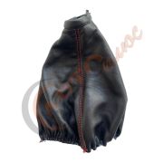 Чехол на ручку  КПП универсальный с хомутом,  липучка,Н/КОЖА-С черный с красн строчкой