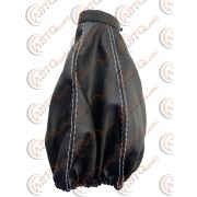 Чехол на ручку  КПП универсальный с хомутом, липучка Н/КОЖА-С черный с белой строчкой