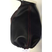 Чехол на ручку  КПП универсальный с хомутом, черный с красн строчкой