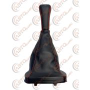 Ручка КПП с кожаным чехлом ЛЮКС ГРАНТА/КАЛИНА-2  К/З черная с красной отстрочкой