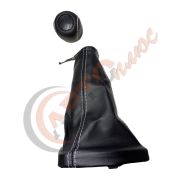 Ручка КПП с К/З чехлом КАЛИНА  черная с белой строчкой