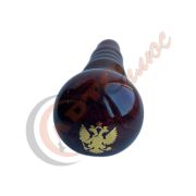 Ручка КПП дерево лак ДАВ ВЫСОКАЯ -27-  ГЕРБ, уп.10 шт