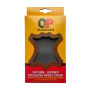 Оплетка руля на шнуровке кожаная ОР (L) 37-38см серая, уп. 5 шт