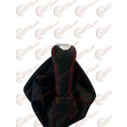 Ручка КПП с кожаным чехлом ЛЮКС ПРИОРА  с красной отстрочкой