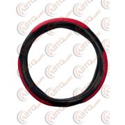 Оплетка руля ВК 70203 ЭКОКОЖА (M) 37-39см черно/красная дутая  уп. 25 шт