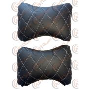 Подушка на подголовник с белой ромбической  отстрочкой для комфортного путешествия 2 шт