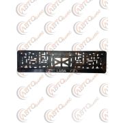 Рамка с защелкой  LADA серебро гладкая  рельефная надпись уп 30 шт