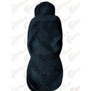 Накидки велюровые антислип на передние сидения универсальные черные с черной ромбической строчкой  2 шт
